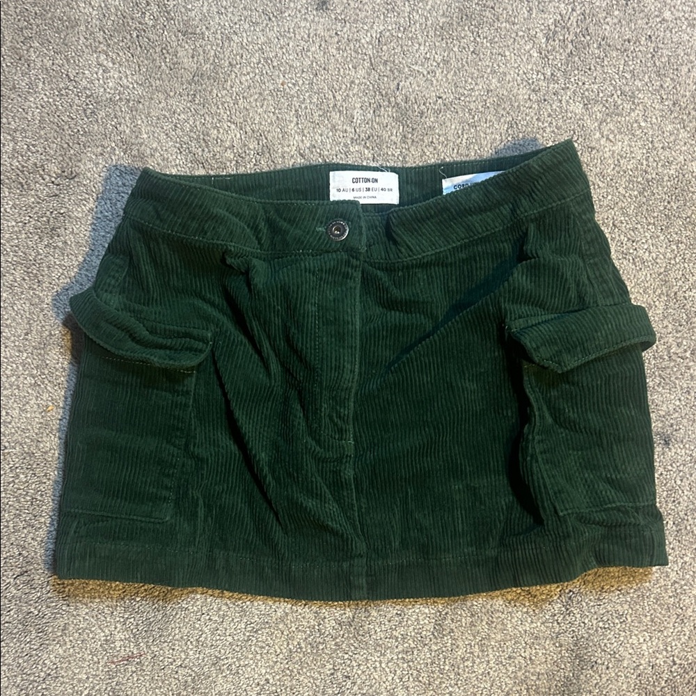 Cotton On Dark Green Corduroy Mini Skirt